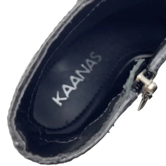 Kaanas Amarone Black Leather Pointed Toe Ankle Boots Shoes - Picture 12 of 12